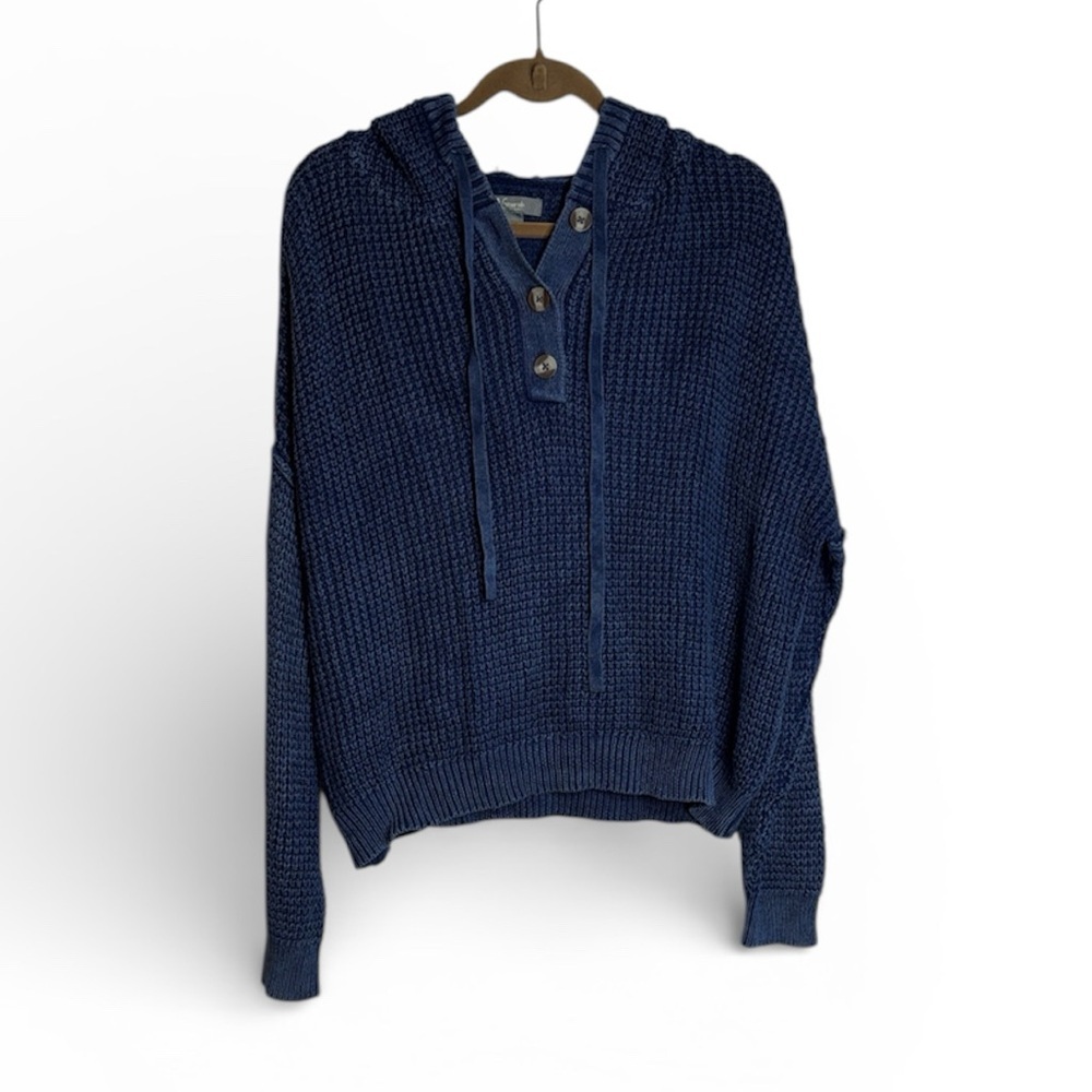 Natural Reflections Navy Knit Top Sweater Hoodie Large Oversized Unisex